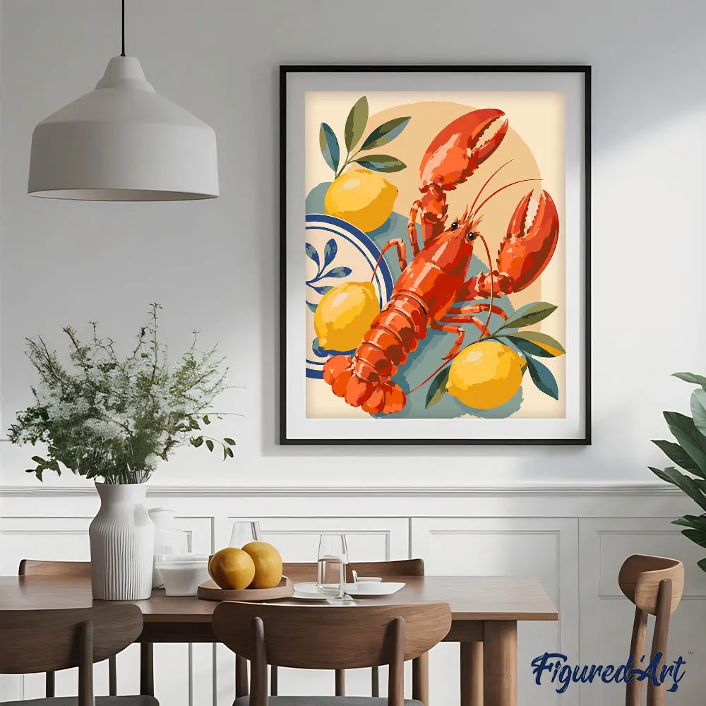 Figured'Art Kreeft en Citroenen schilderen op nummer 40x50cm keuken