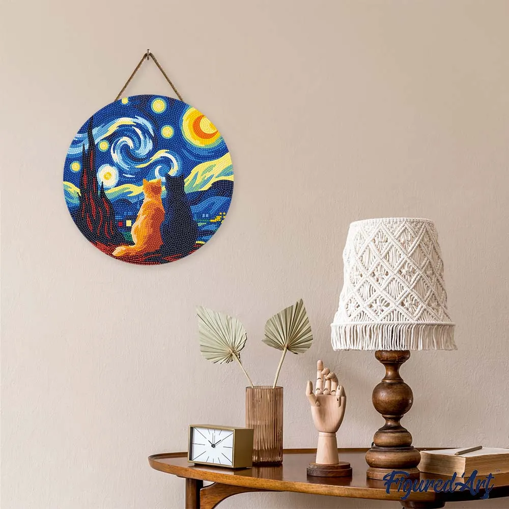 Figured'Art Sterrennacht metgezellen diamond painting hout 30 cm