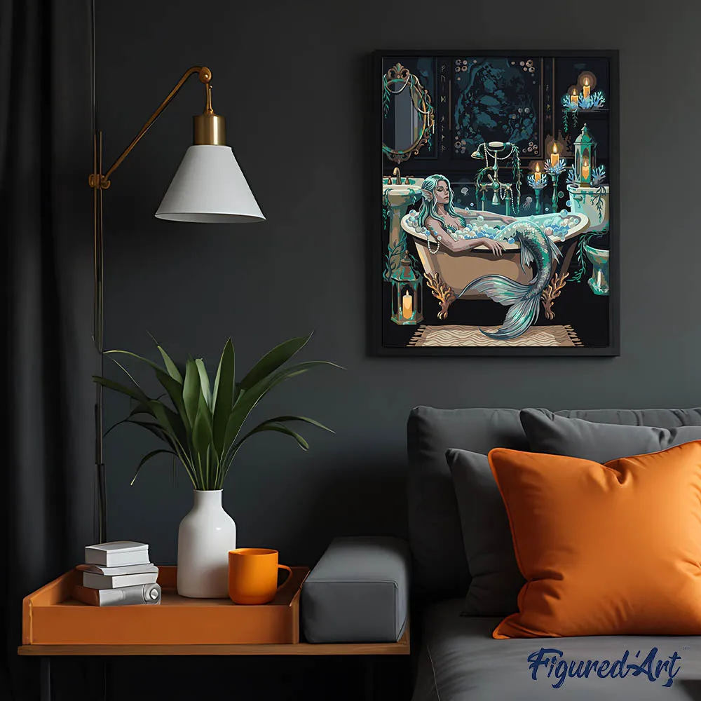 Figured'Art Het bad van de zeemeermin schilderij 40x50 cm fantasie