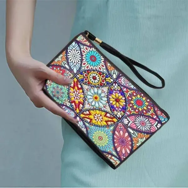 Figured'Art Bloemen diamond painting polstas 20x15cm PU-leer