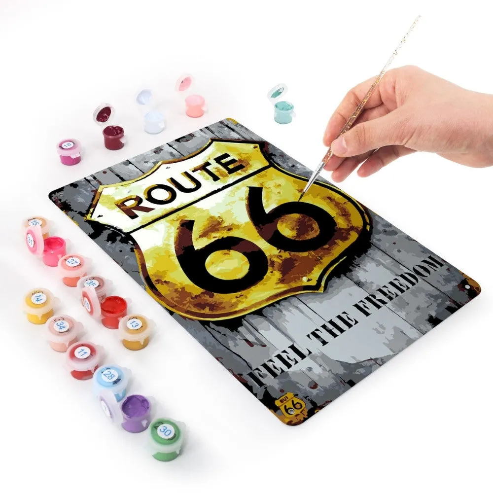 Figured'Art Route 66 metalen poster schilderen op nummer 30x20cm