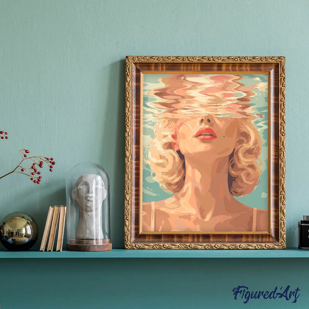 Figured'Art Gouden Getij schilderen op nummer 40x50 cm aqua