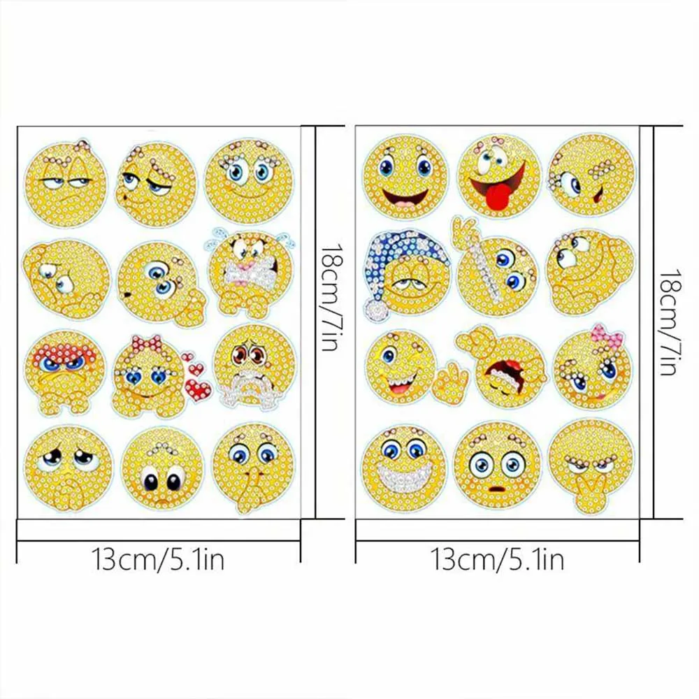 Figured'Art Emoji diamond painting stickers 24 vellen 3x3 cm rond