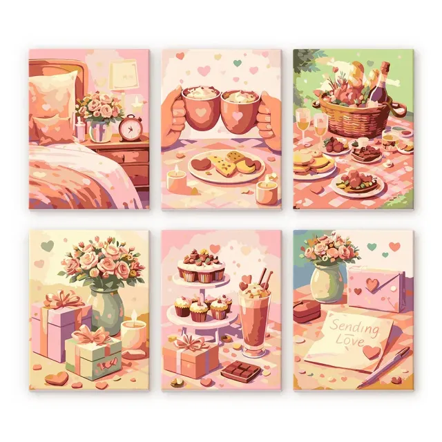 Figured'Art Liefdescadeaus Mini Schilderen op Nummer 6 Stuks 15x20 cm
