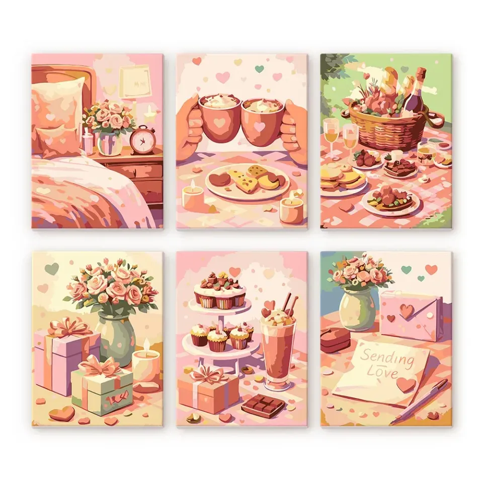 Figured'Art Liefdescadeaus Mini Schilderen op Nummer 6 Stuks 15x20 cm