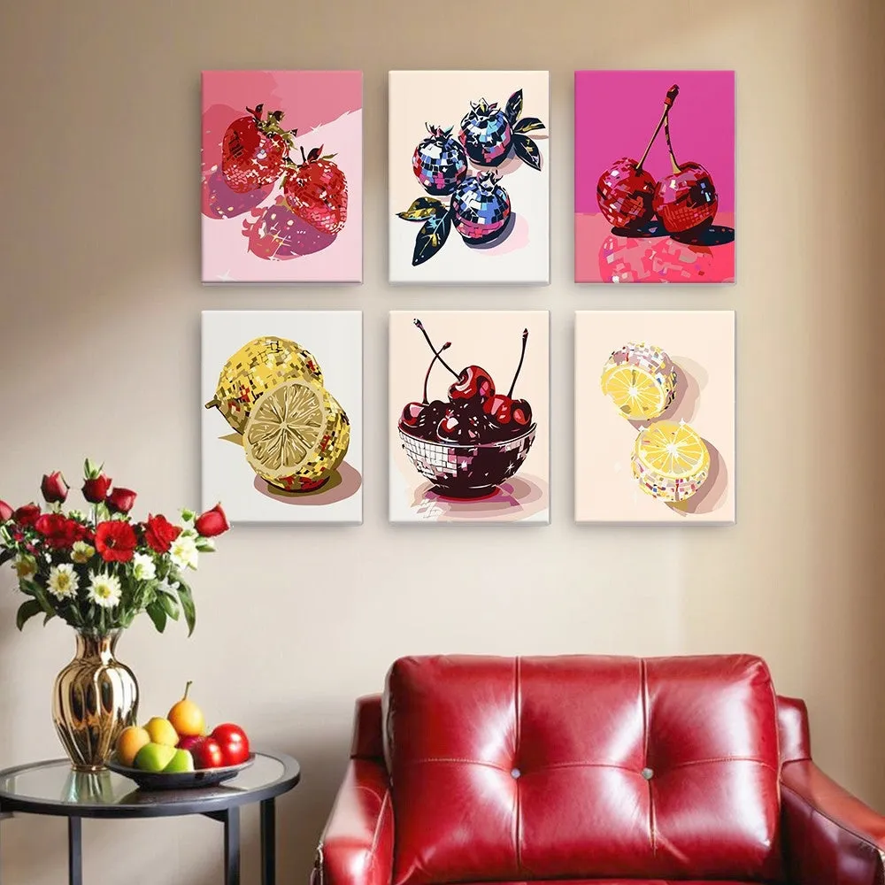 Figured'Art Disco Fruit mini schilderen op nummer 15x20cm 6 stuks