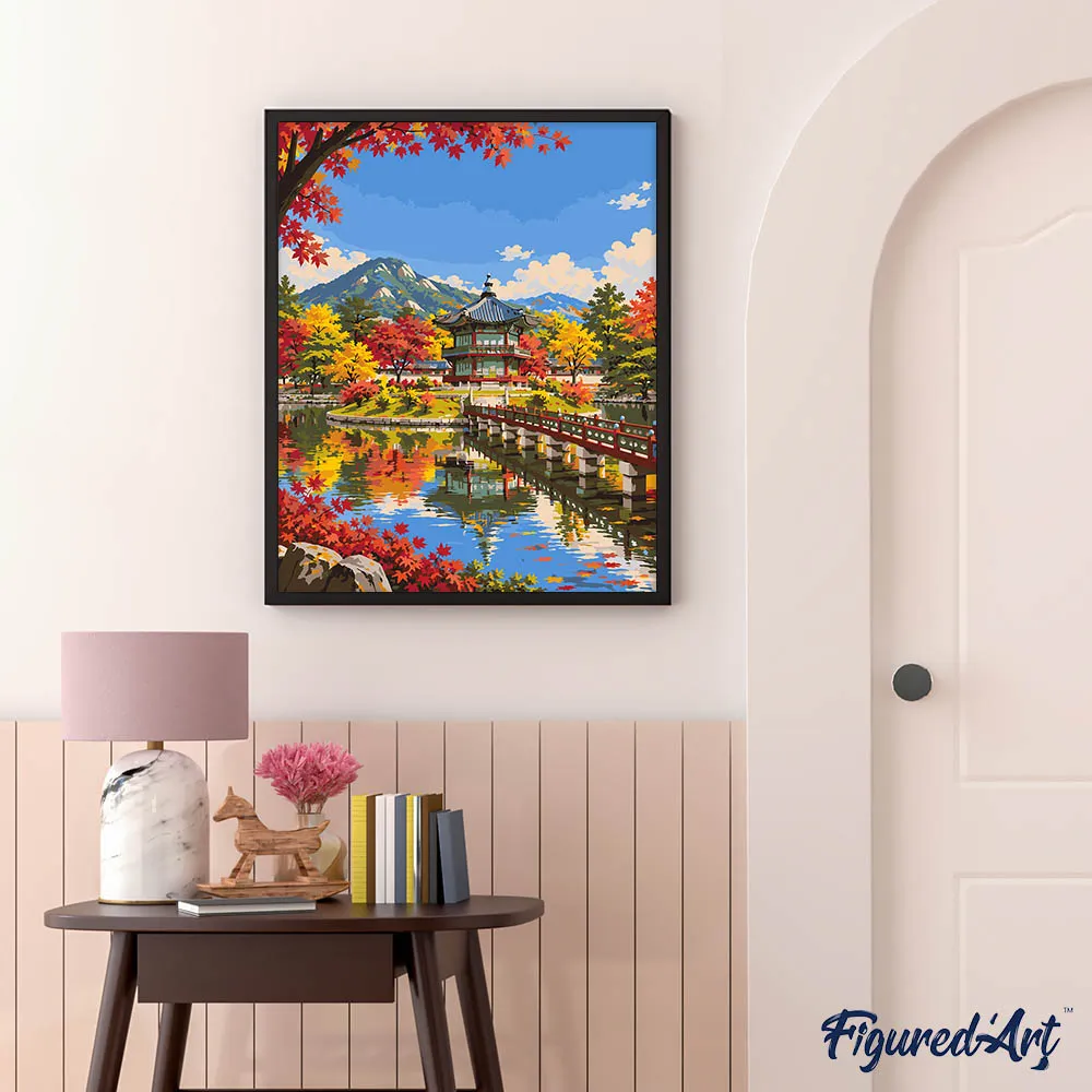 Figured'Art Gyeongbokgung Paleis schilderen op nummer 40x50 cm herfst