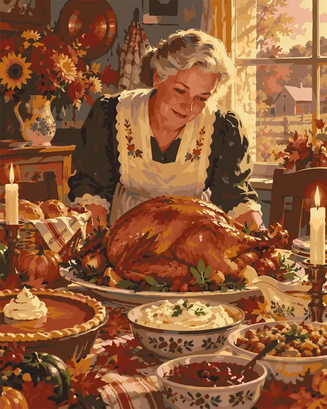 Figured'Art Thanksgiving bij Oma schilderen op nummer 40x50cm