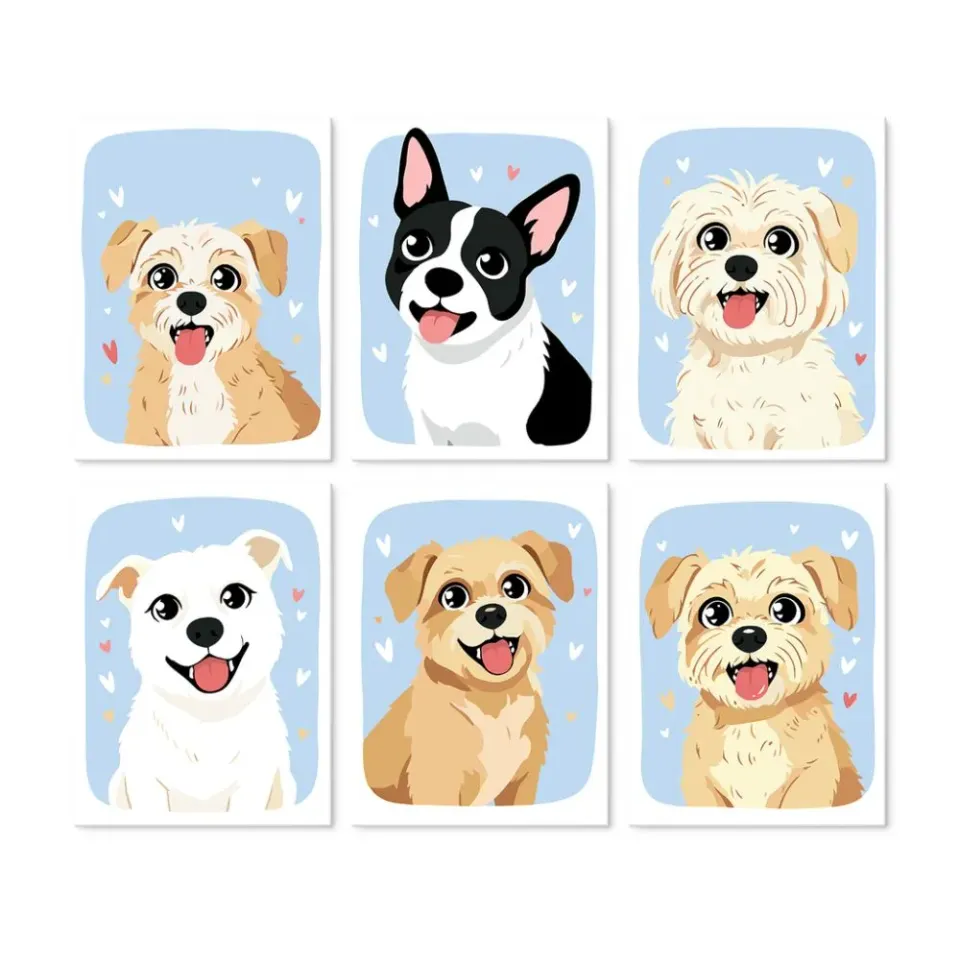 Figured'Art Mini Serie Hondenportretten schilderen op nummer 15x20cm 6 stuks