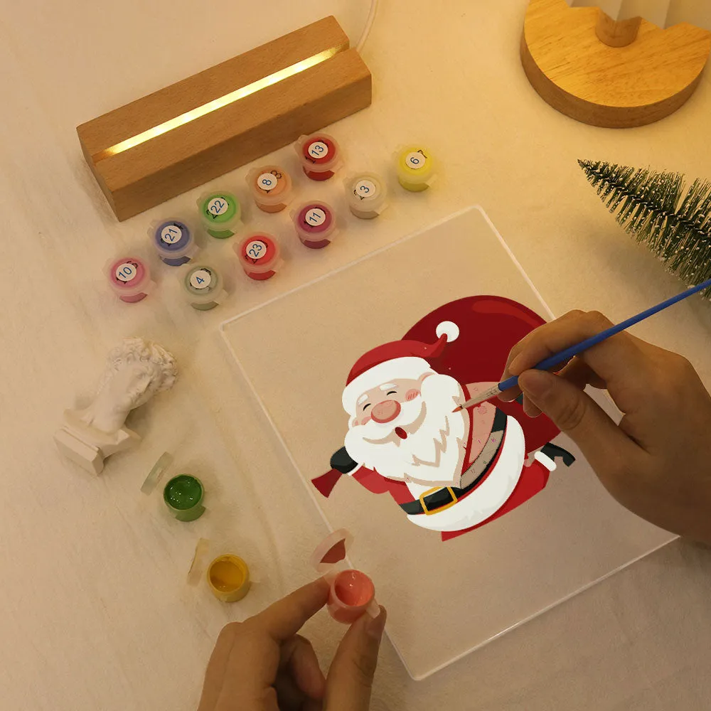 Figured'Art Kerstman 07 schilderen op nummer LED 15x20 cm licht