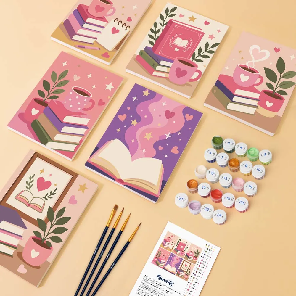 Figured'Art Mini Magische leesvibes schilderen op nummer 15x20cm 6 stuks