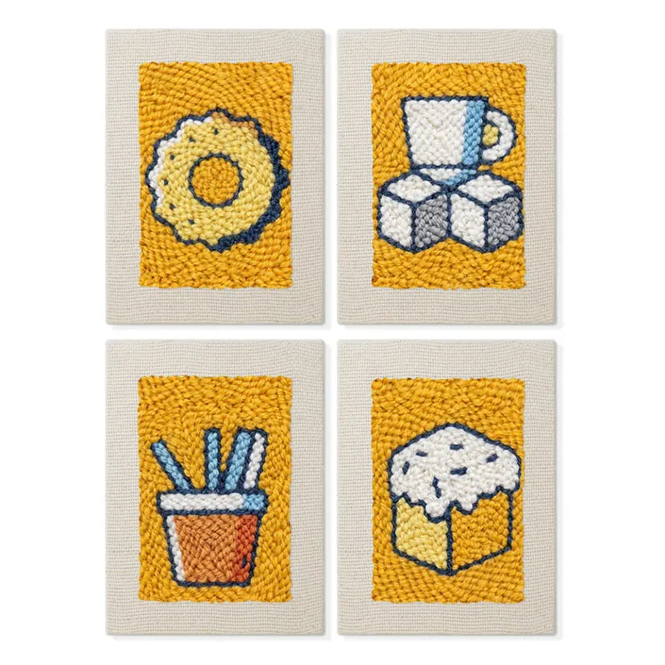 Figured'Art Smakelijke Delicatessen punch needle set 15x20 4 stuks