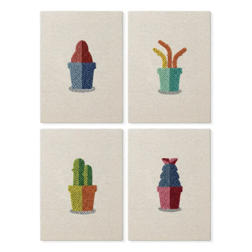 Figured'Art Blije Planten 1 punch needle set 4 stuks met frames