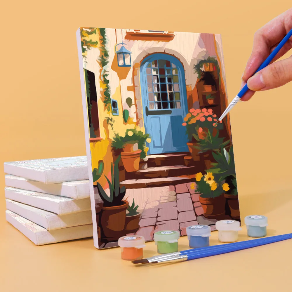 Figured'Art Mini Europese Architectuur en Bloemen schilderen op nummer 6 stuks