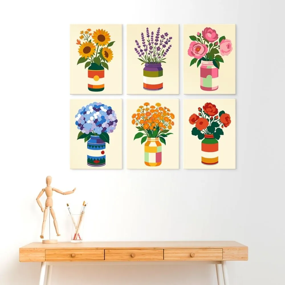 Figured'Art Mini Serie Rustieke bloemenvazen schilderen op nummer 6st