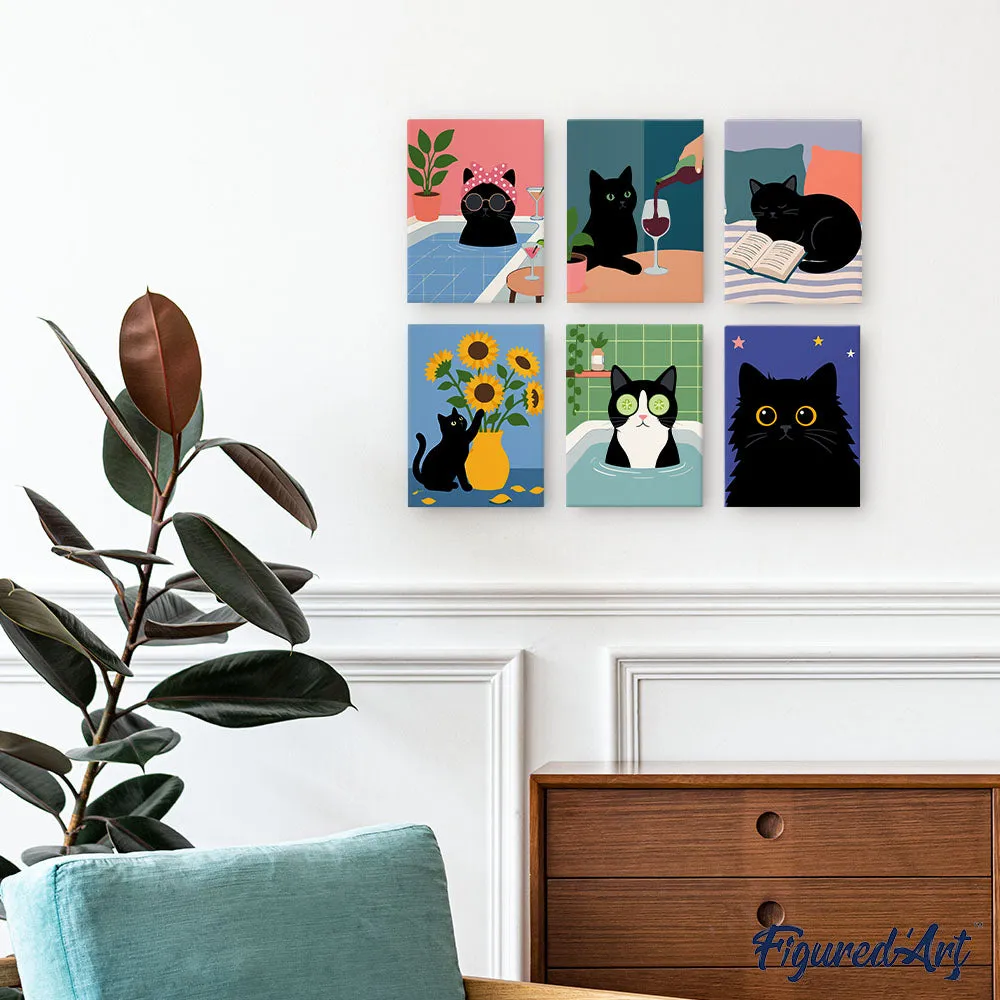 Figured'Art Mini Serie Kattenleven schilderen op nummer 15x20cm 6 stuks