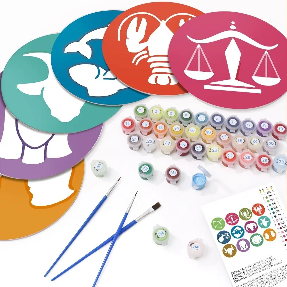 Figured'Art Serie Sterrenbeelden 1 schilderen op nummer placemats 20 cm 12 stuks