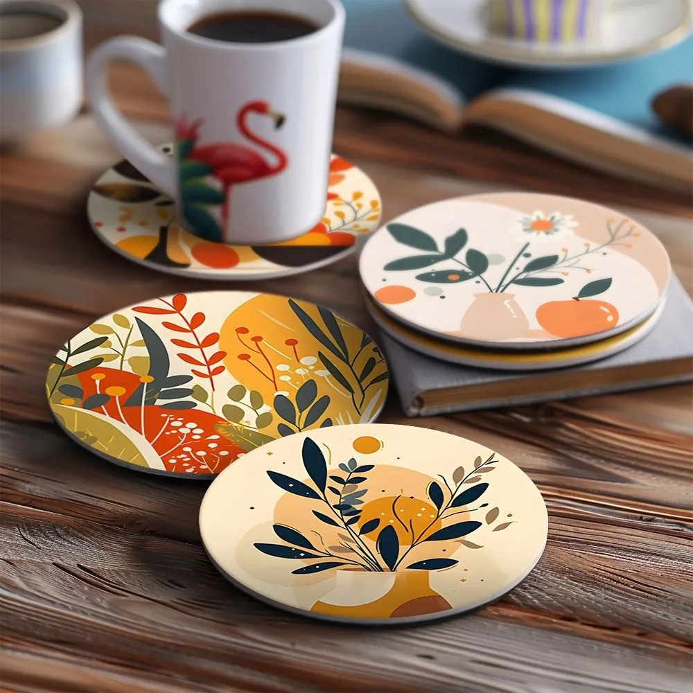 Figured'Art Schilderen op Nummer Onderzetters Botanisch 10cm 6st