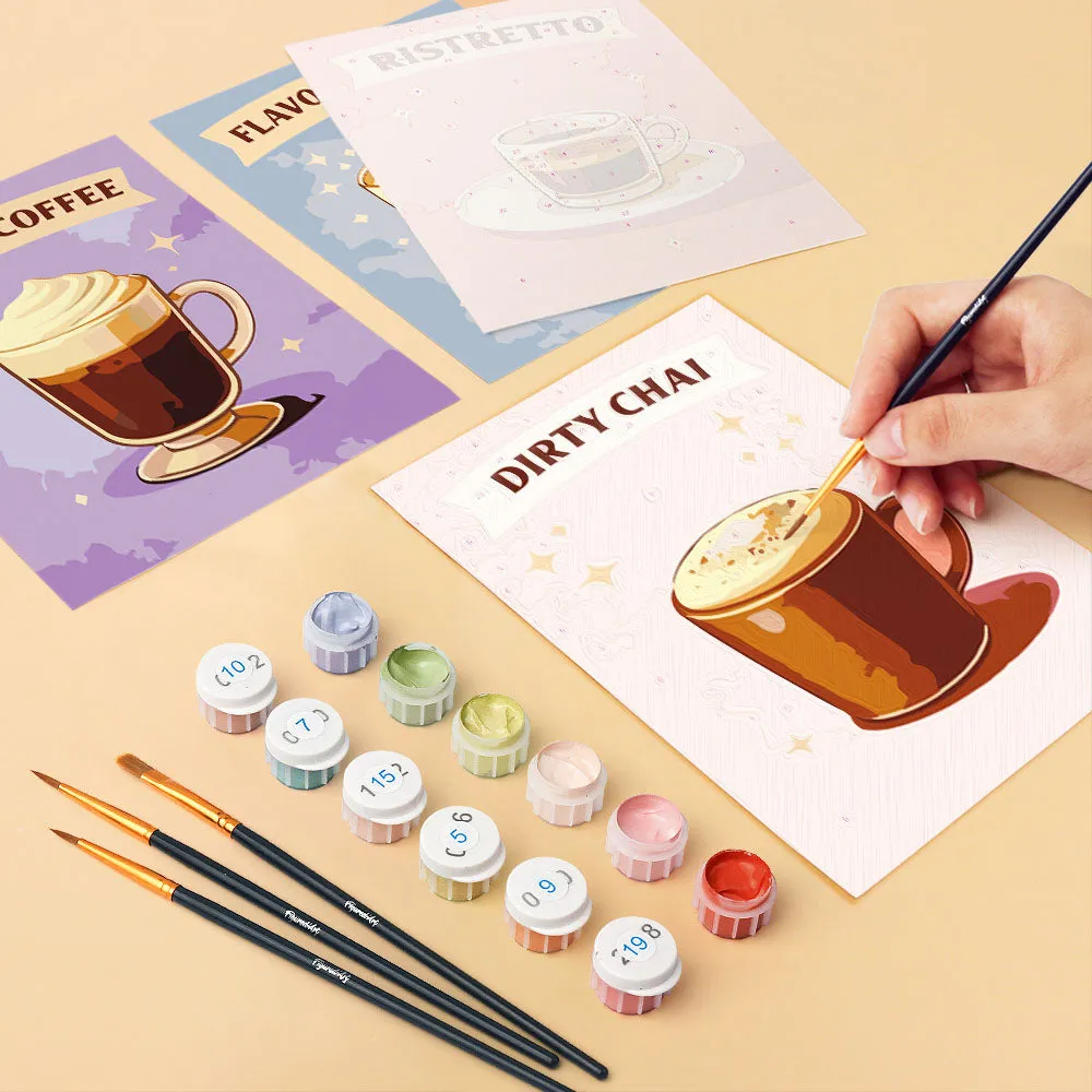 Figured'Art Mini Koffies van de Wereld schilderen op nummer 6 stuks 15x20cm
