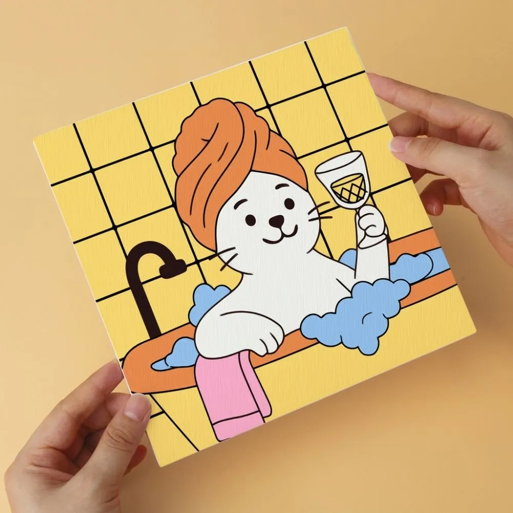 Figured'Art Katten spa-dag schilderen op nummer 20x20cm 6 stuks