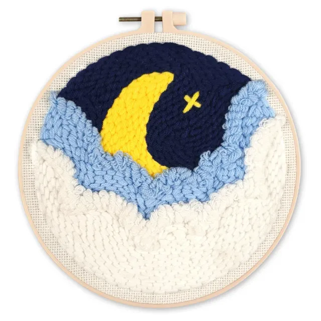 Figured'Art Verborgen maan punch needle pakket 20x20cm wol