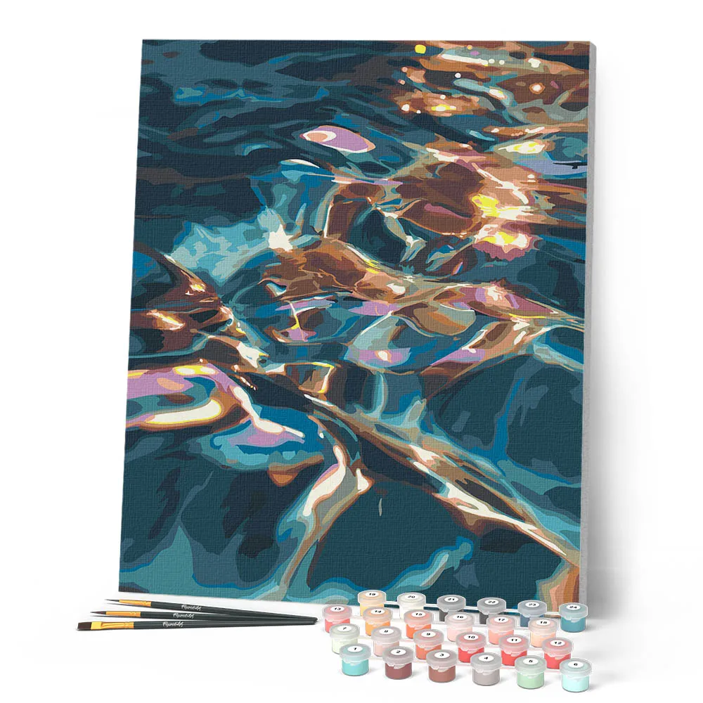 Figured'Art Gouden lichtbrekingen schilderen op nummer 40x50cm zee
