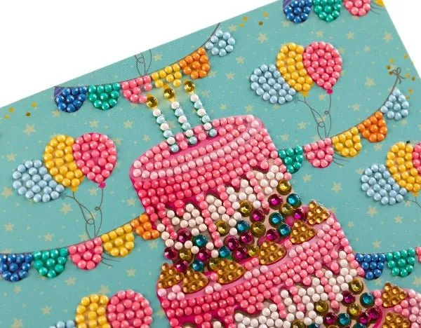 Craft Buddy Happy Birthday crystal art kaart 18x18cm taart
