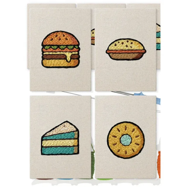 Figured'Art Streetfood 1 punch needle set 15x20cm 4 stuks keuken