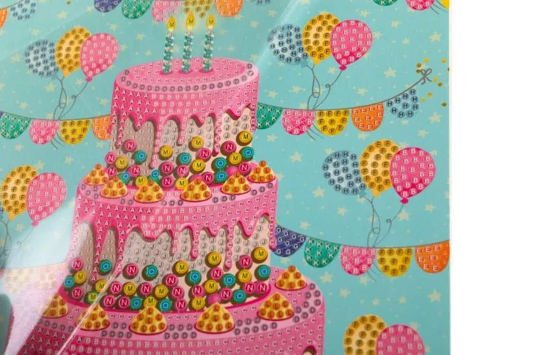 Craft Buddy Happy Birthday crystal art kaart 18x18cm taart