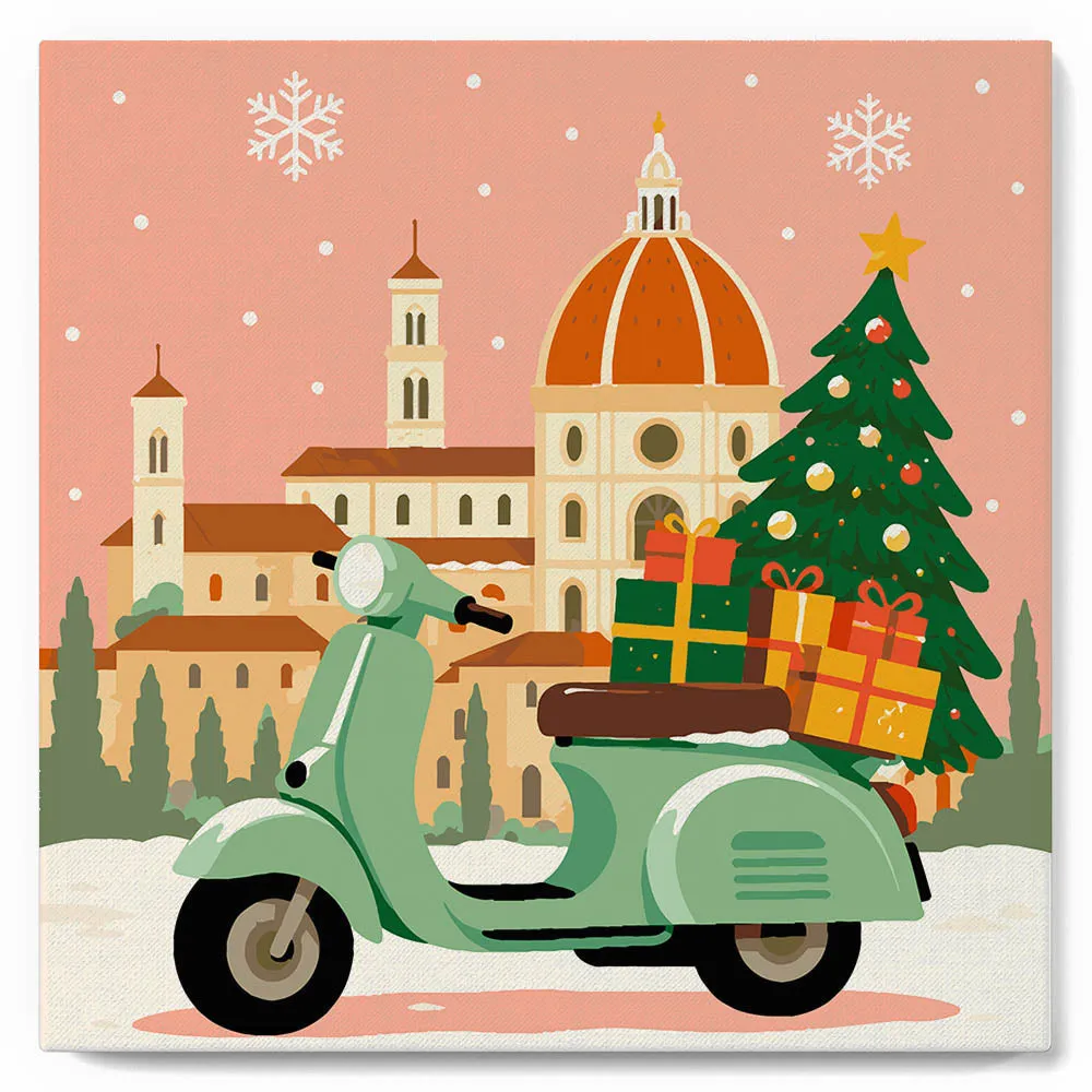 Figured'Art Kerstmis in Florence mini schilderen op nummer 20x20 cm
