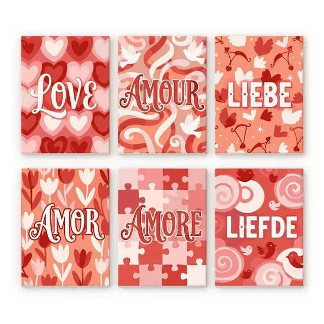 Figured'Art Mini Zoete Hartjes schilderen op nummer 6 stuks 15x20cm