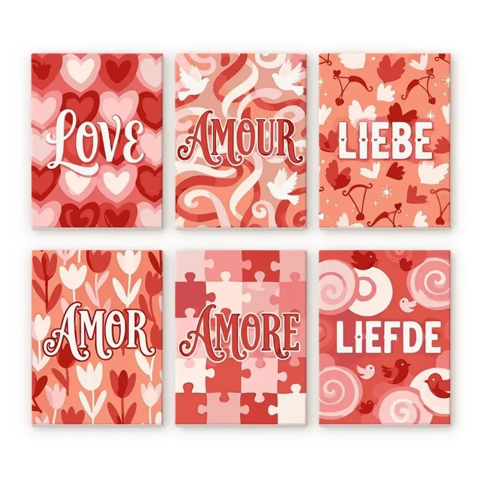 Figured'Art Mini Zoete Hartjes schilderen op nummer 6 stuks 15x20cm