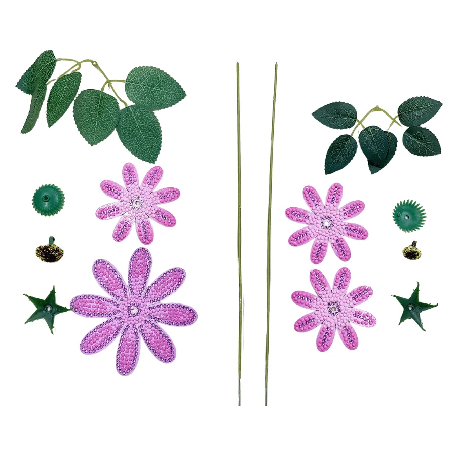 Craft Buddy Crystal Art 3D Flower roze lila boeket 32cm