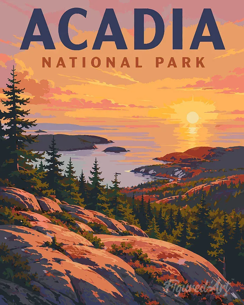 Figured'Art Acadia National Park Maine schilderen op nummer 40x50 cm landschap