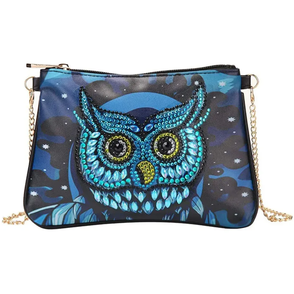 Figured'Art Tas Diamond Painting Uil portemonnee met rits