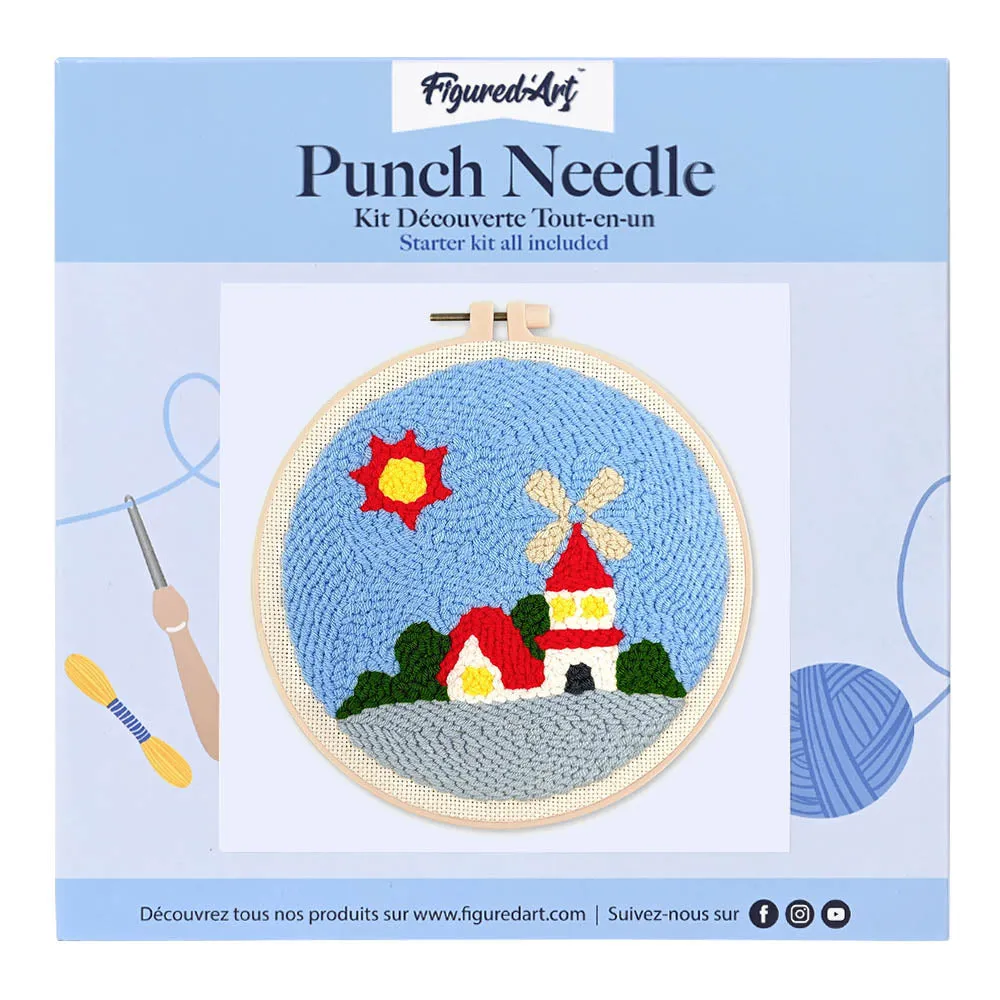 Figured'Art Zonnige windmolen punch needle 20 cm wol
