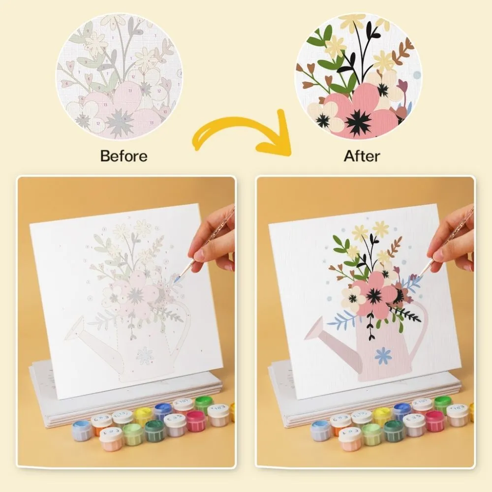 Figured'Art Mini Serie Bloemen uit de gieter 1 schilderen op nummer 6x 20x20cm