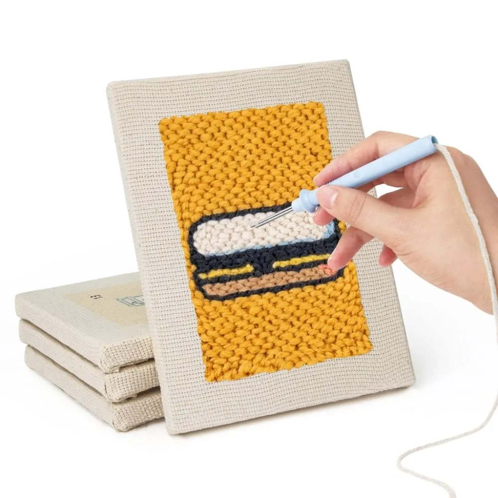 Figured'Art Snack Aanval punch needle set 4 stuks 20x30cm