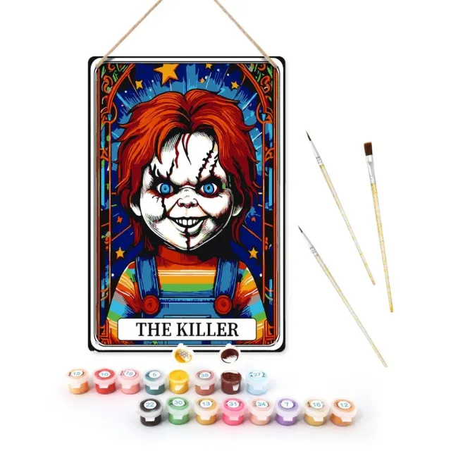 Figured'Art De Killer Rode Pop metalen poster schilderen op nummer 30x20 cm