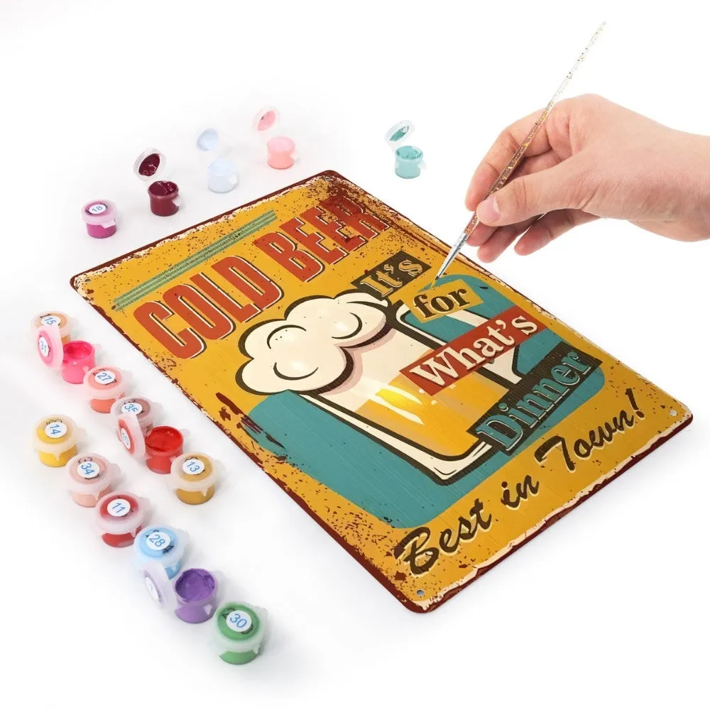 Figured'Art Koud Bier voor het Diner metalen poster 30x20cm vintage