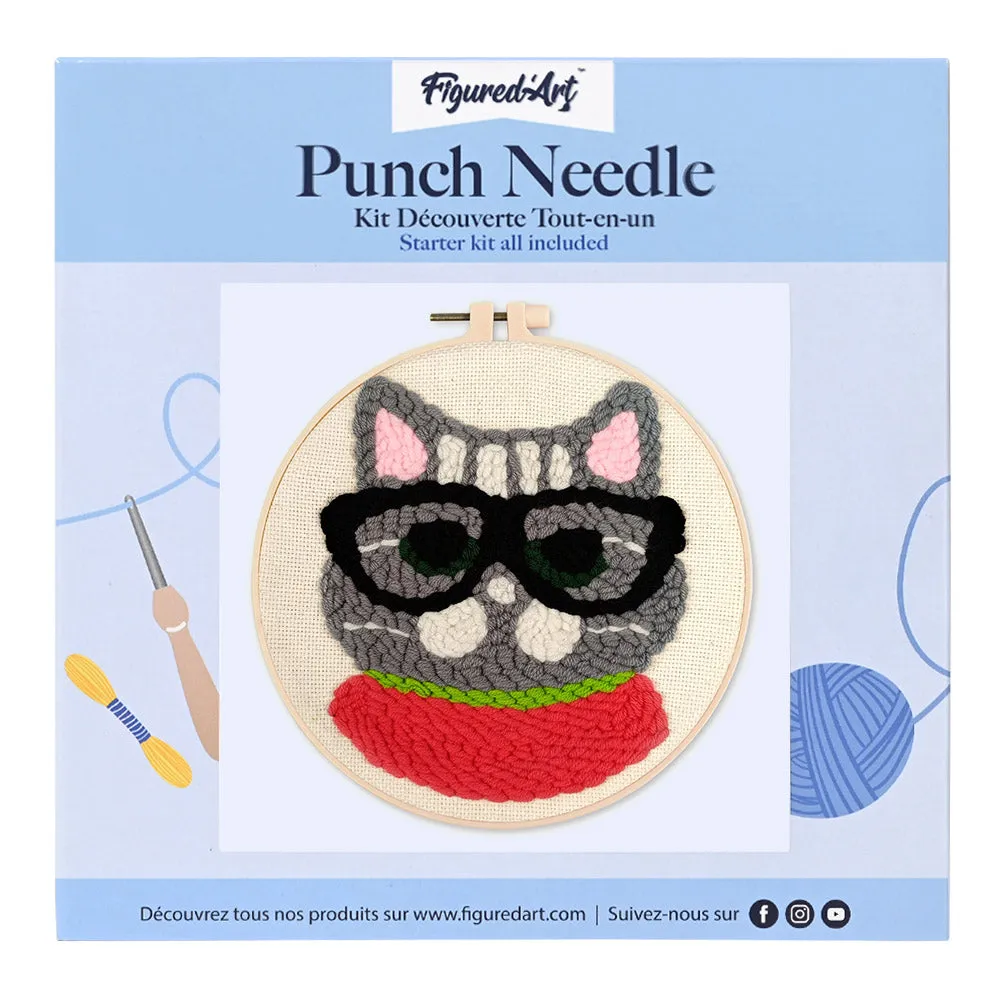 Figured'Art Nerd-kat punch needle pakket 20 cm beginners