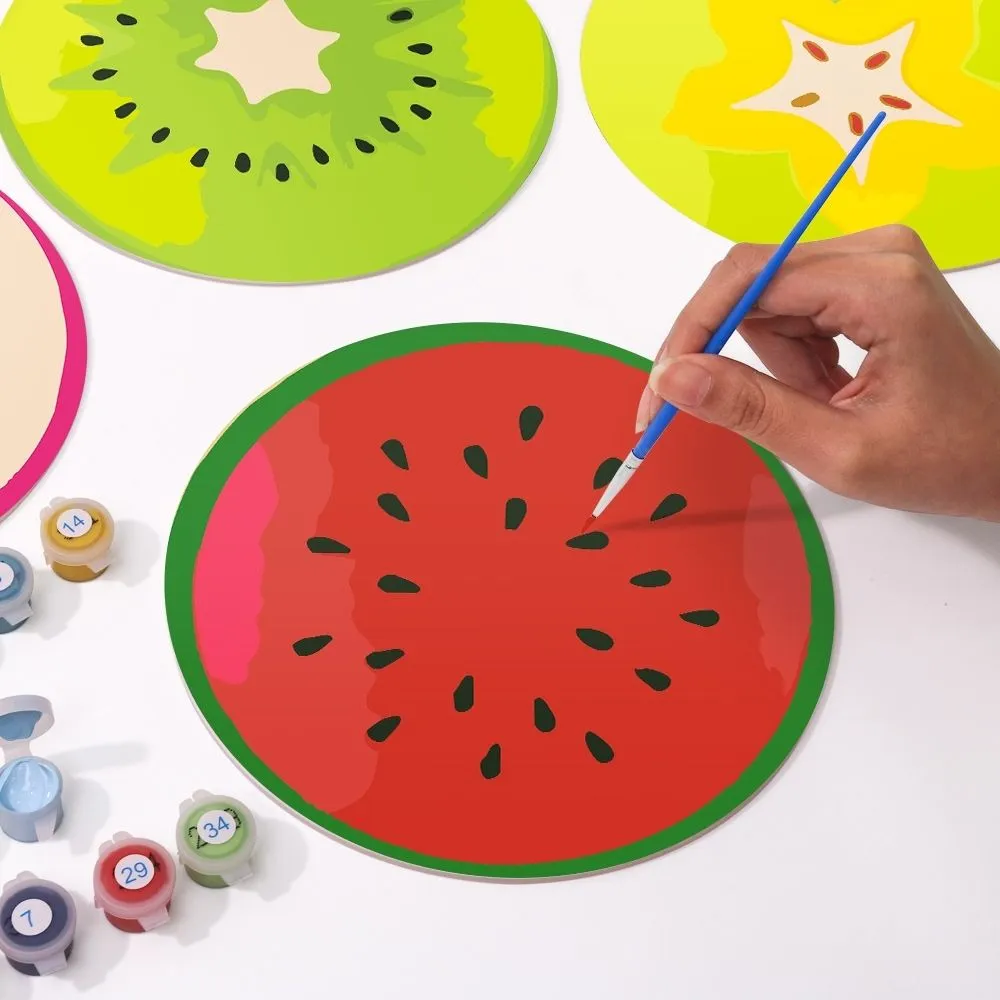 Figured'Art Gekleurde Fruitschijfjes schilderen op nummer placemats 6 stuks 20cm