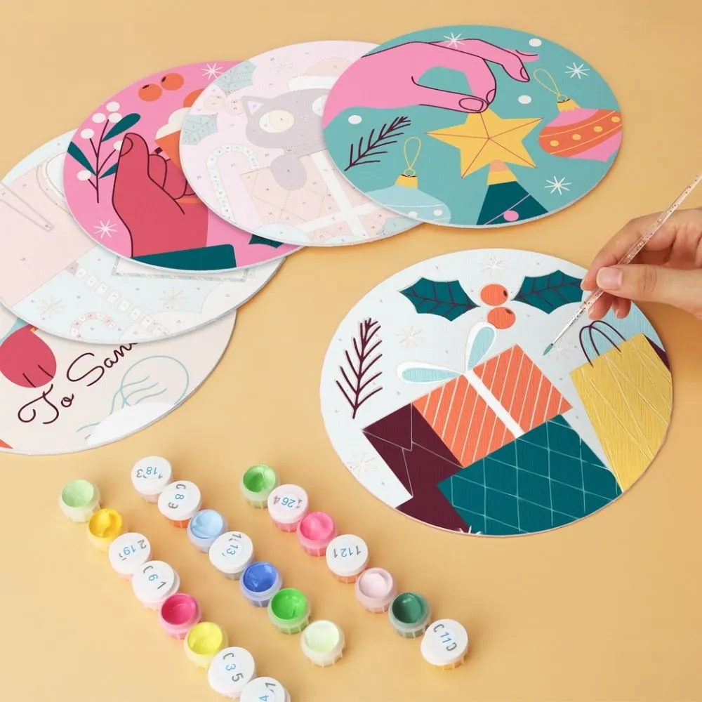 Figured'Art Mini Serie Kleine vrolijke wonderen schilderen op nummer 6 stuks kerst