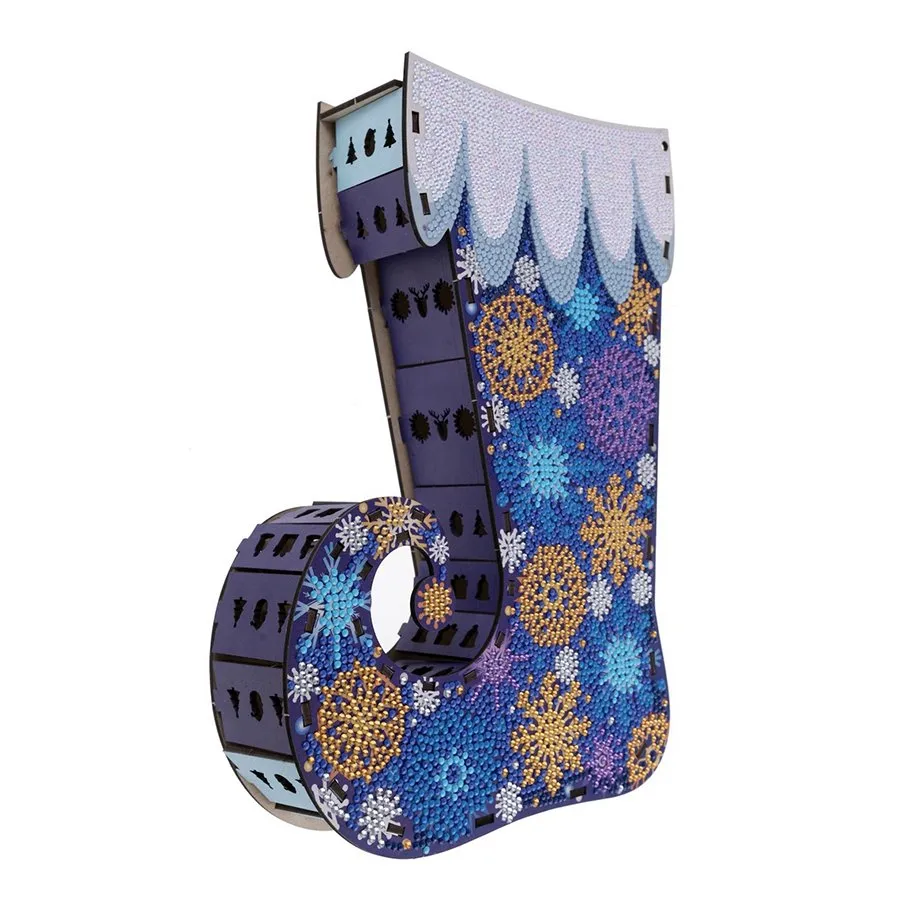 Craft Buddy Crystal Art Snowy kerstsok houder MDF blauw