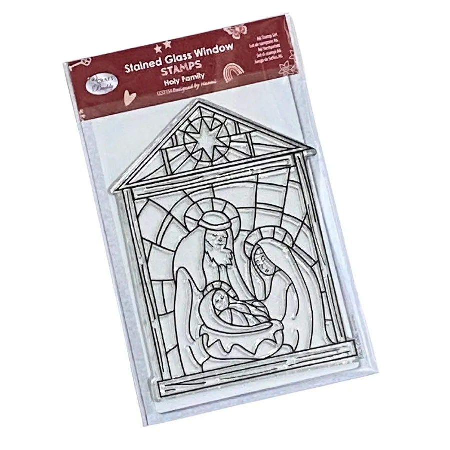 Craft Buddy Holy Family Stained Glass stempel A6 kerst