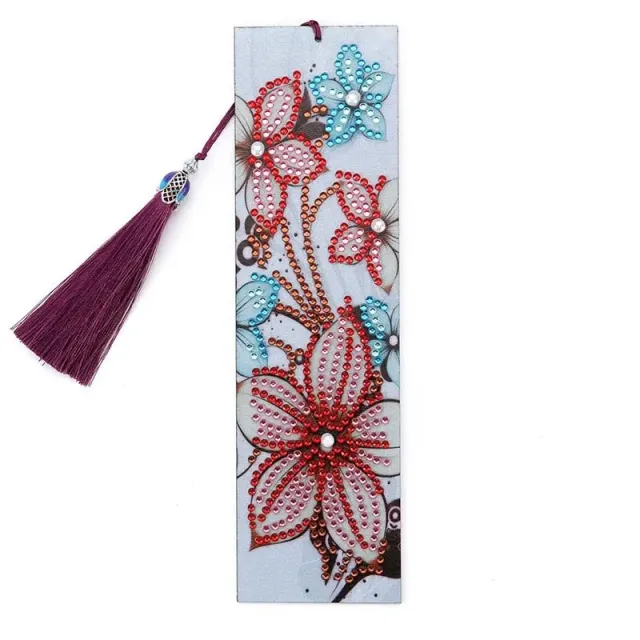 Figured'Art Rode Bloemen boekwijzer diamond painting 21x6 bloemen