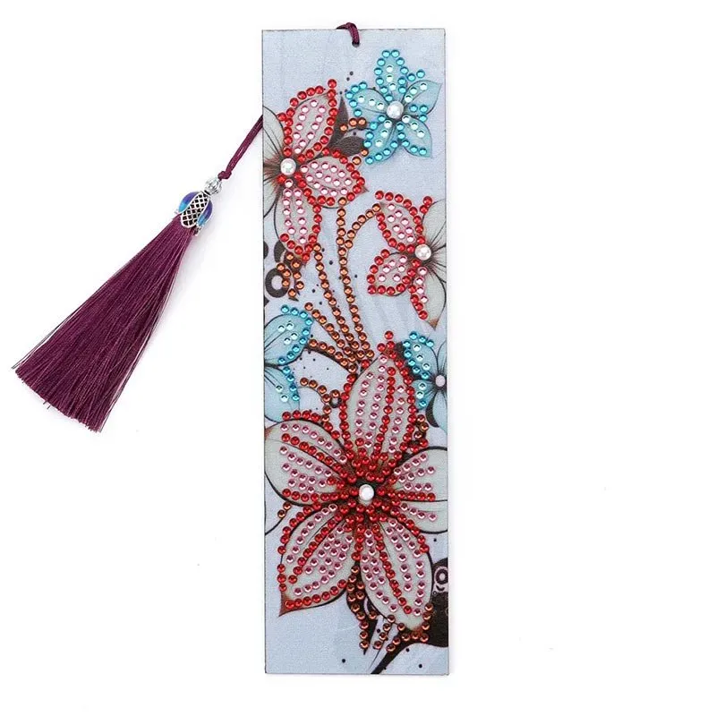 Figured'Art Rode Bloemen boekwijzer diamond painting 21x6 bloemen