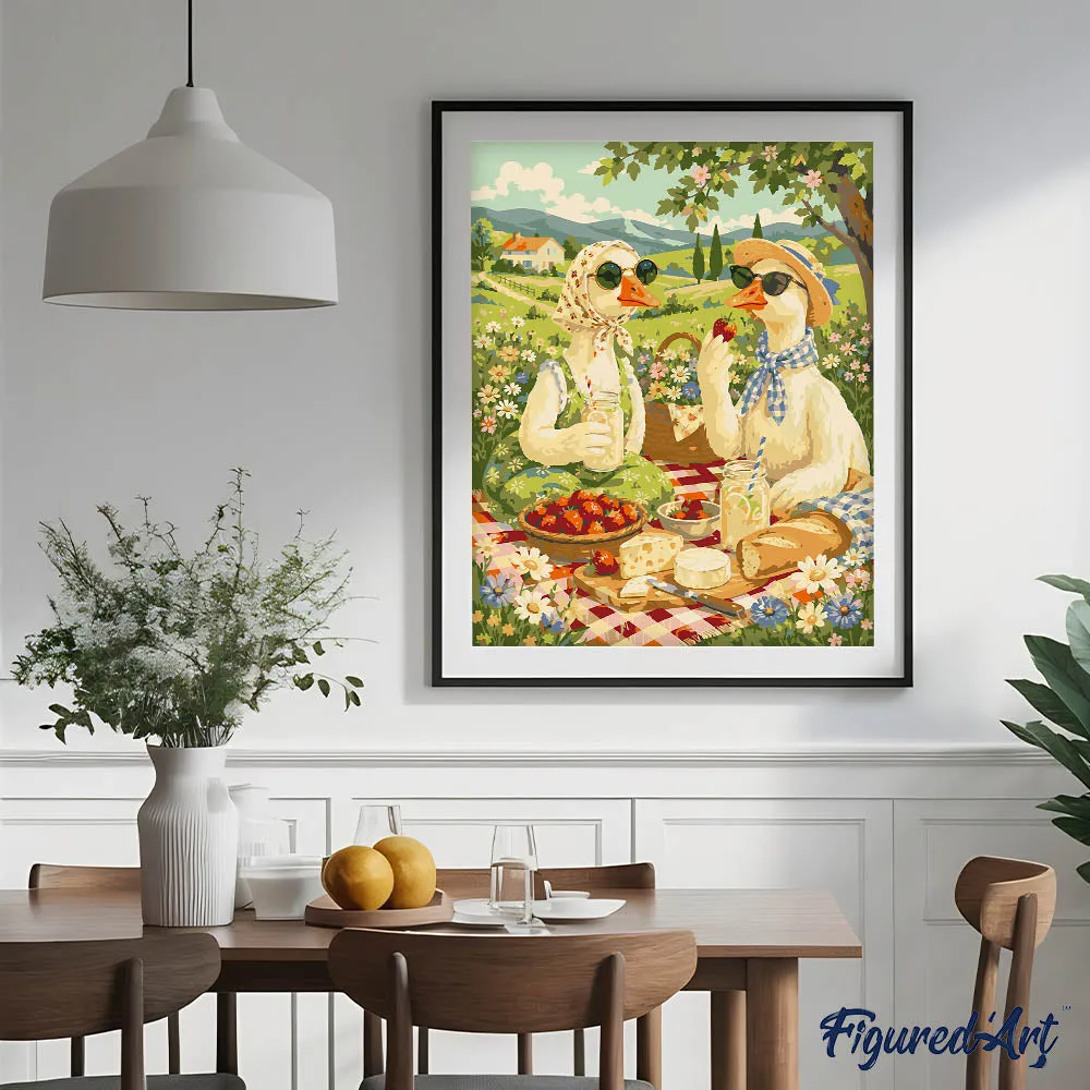 Figured'Art Picknick van de Eenden schilderen op nummer 40x50 cm dieren