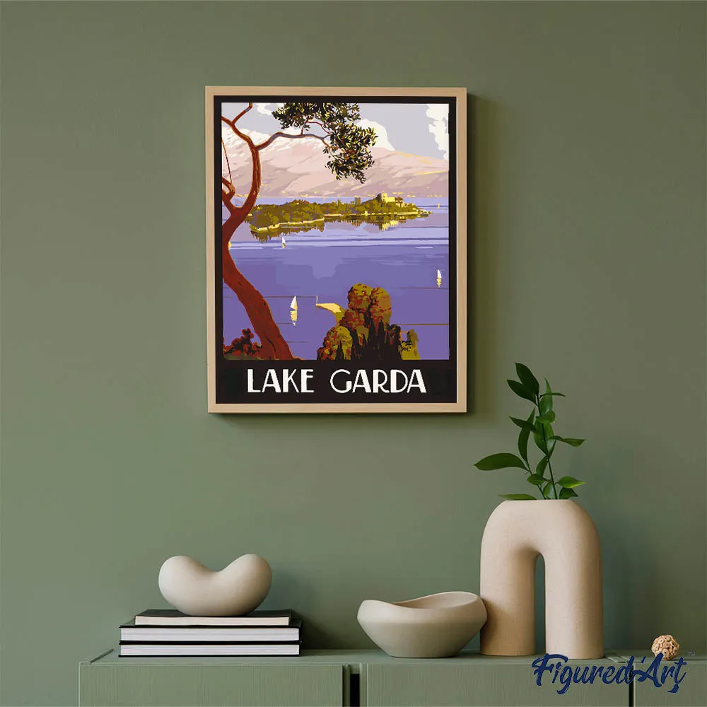 Figured'Art Schilderen op Nummer Gardameer canvas 40x50 cm landschap