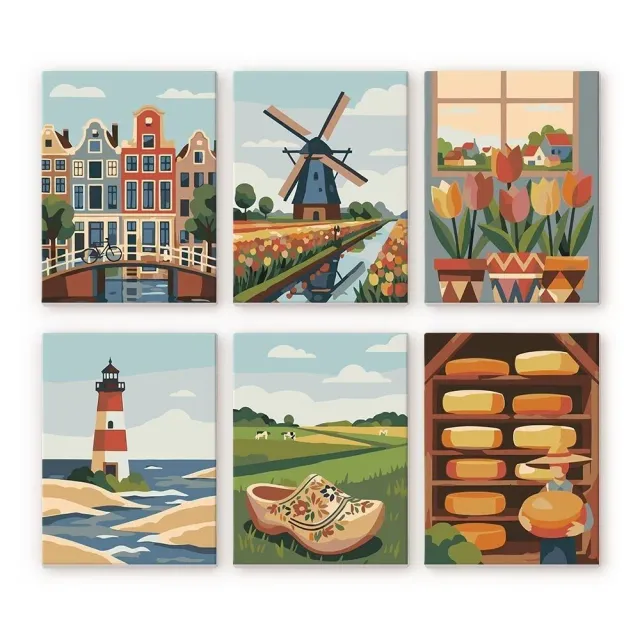 Figured'Art Mini Nederland in Bloei schilderen op nummer 15x20cm 6 stuks